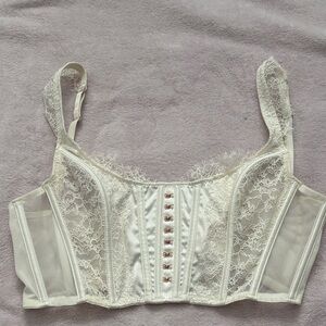 VICTORIAS SECRET | Elegant Lace White Corset Top SMALL DD